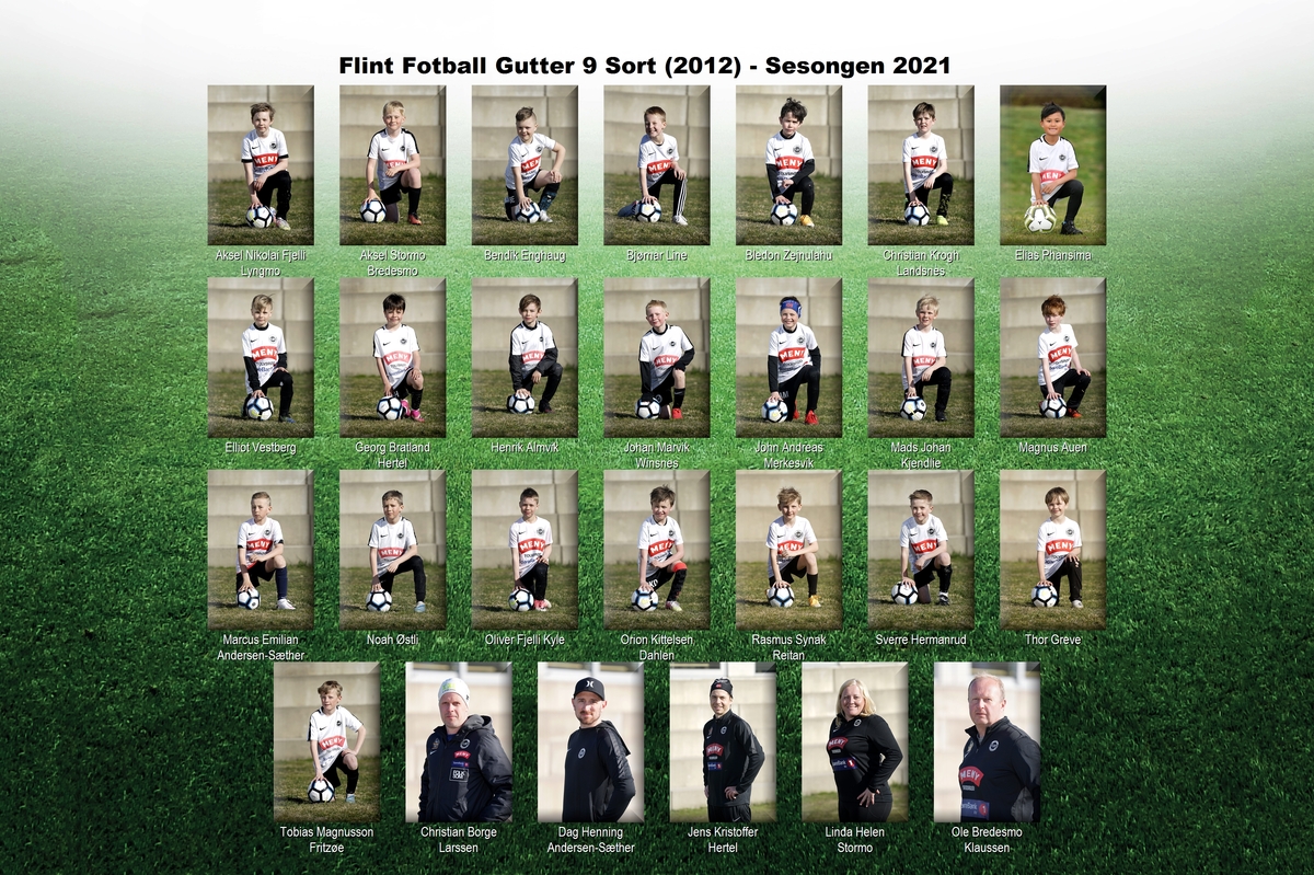 Flint Fotball Gutter 9 Sort (2012)